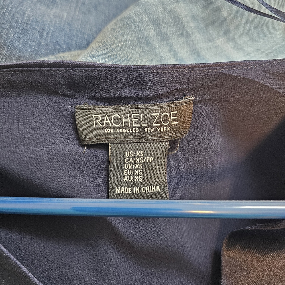 Rachel Zoe Women's XSMALL Midnight Blue Satin Blouse - Picture 4 of 4